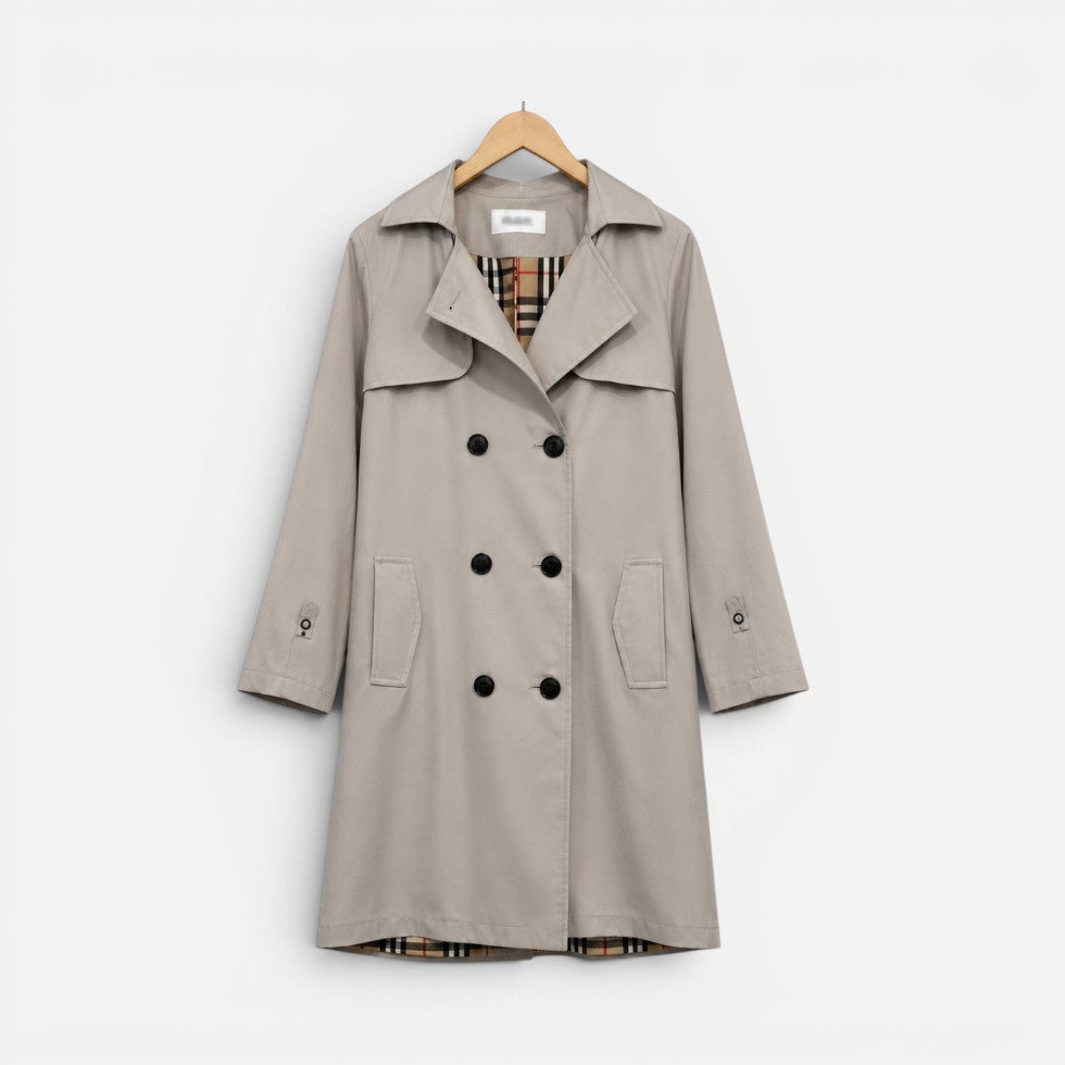 Womens Longline Trench Coat Belted Double Breasted — Warm