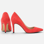 Suede Orthopedic Pointed Toe Stiletto Court Heels — Block Heel