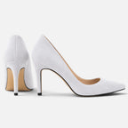 Suede Orthopedic Pointed Toe Stiletto Court Heels — Block Heel