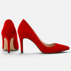 Suede Orthopedic Pointed Toe Stiletto Court Heels — Block Heel