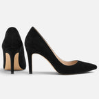 Suede Orthopedic Pointed Toe Stiletto Court Heels — Block Heel