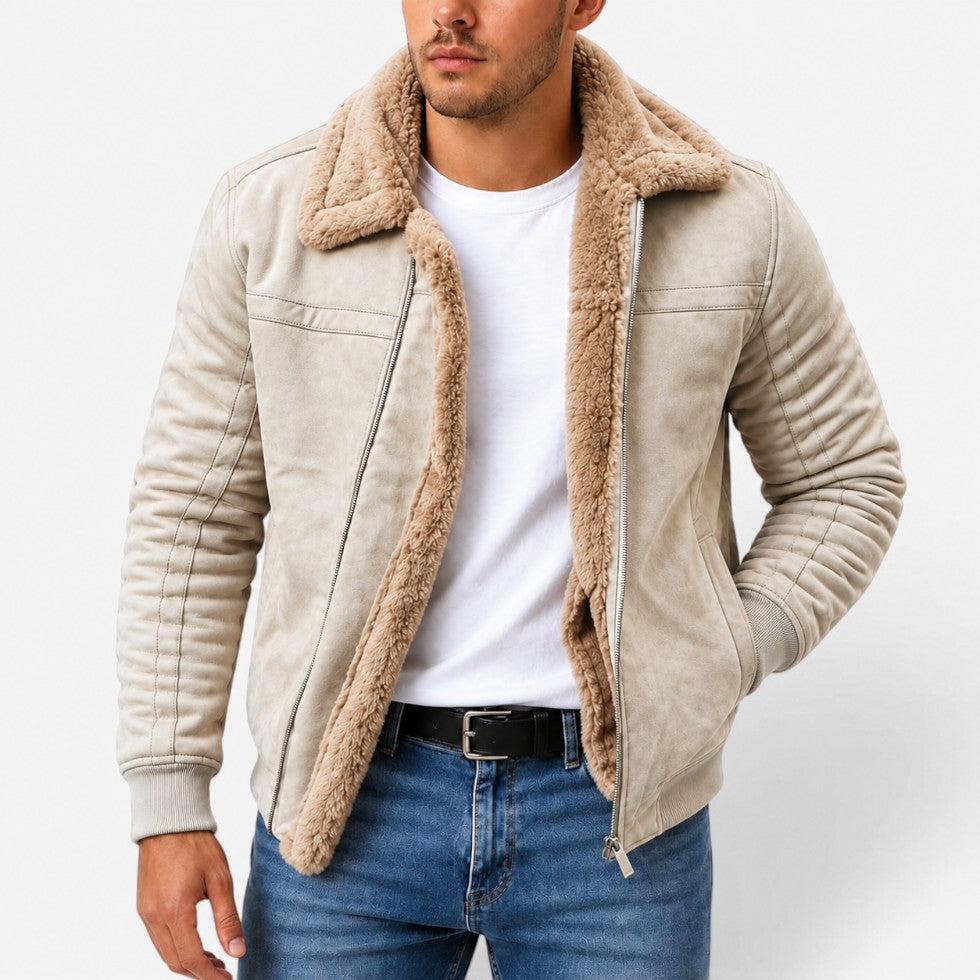 Faux Leather Jacket with Collar — view 4