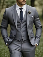 Ingmar | Men's Slim Fit Three-Piece Suit Set with Notched Lapels and Waistcoat