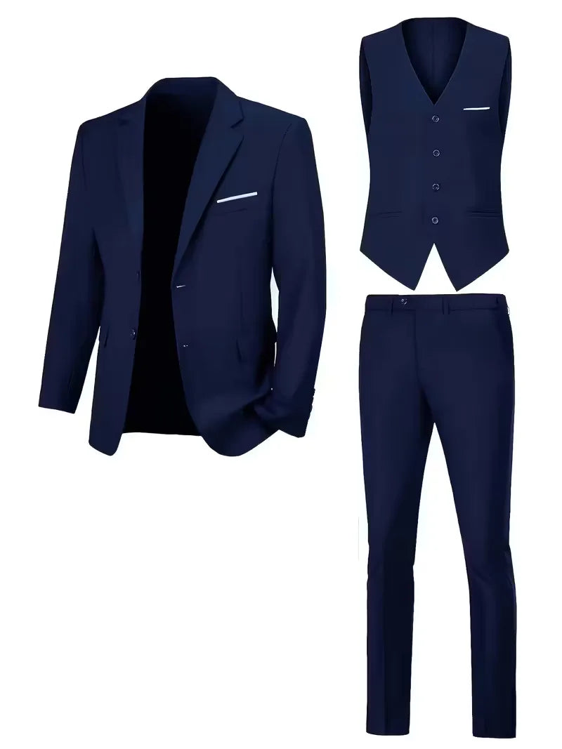 Ingmar | Men's Slim Fit Three-Piece Suit Set with Notched Lapels and Waistcoat