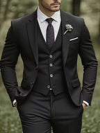 Ingmar | Men's Slim Fit Three-Piece Suit Set with Notched Lapels and Waistcoat