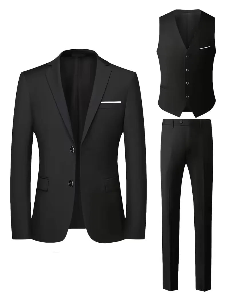 Ingmar | Men's Slim Fit Three-Piece Suit Set with Notched Lapels and Waistcoat