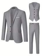 Ingmar | Men's Slim Fit Three-Piece Suit Set with Notched Lapels and Waistcoat