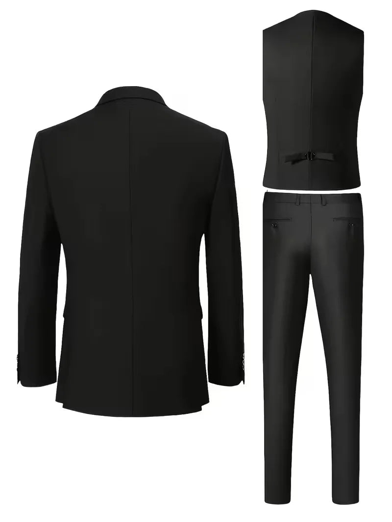 Ingmar | Men's Slim Fit Three-Piece Suit Set with Notched Lapels and Waistcoat