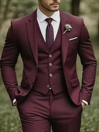 Ingmar | Men's Slim Fit Three-Piece Suit Set with Notched Lapels and Waistcoat