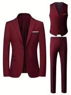 Ingmar | Men's Slim Fit Three-Piece Suit Set with Notched Lapels and Waistcoat