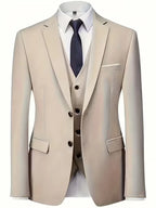 Ingmar | Men's Slim Fit Three-Piece Suit Set with Notched Lapels and Waistcoat