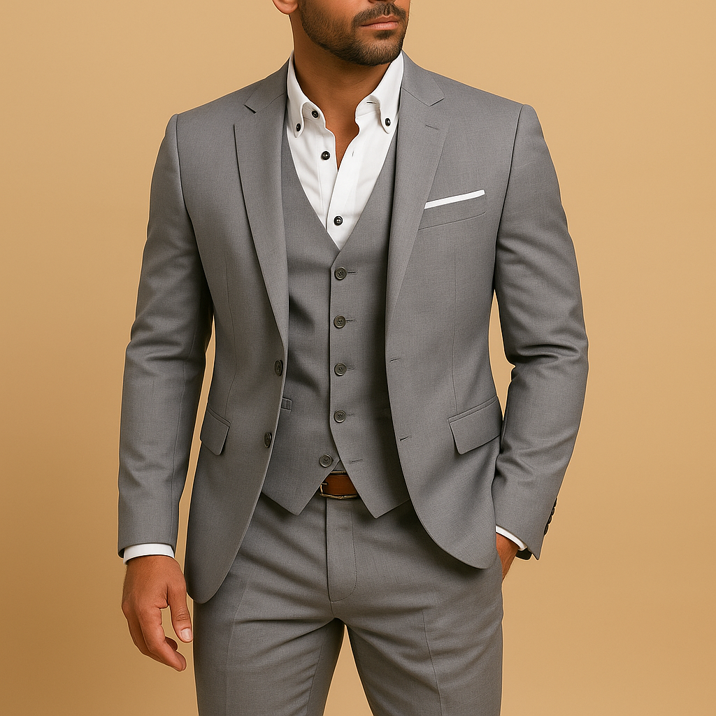 Florian | Men's Slim Fit Three-Piece Suit with Waistcoat and Pocket Square