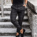 Stretchy Checkered Chino Pants For Men — Comfortable Waist