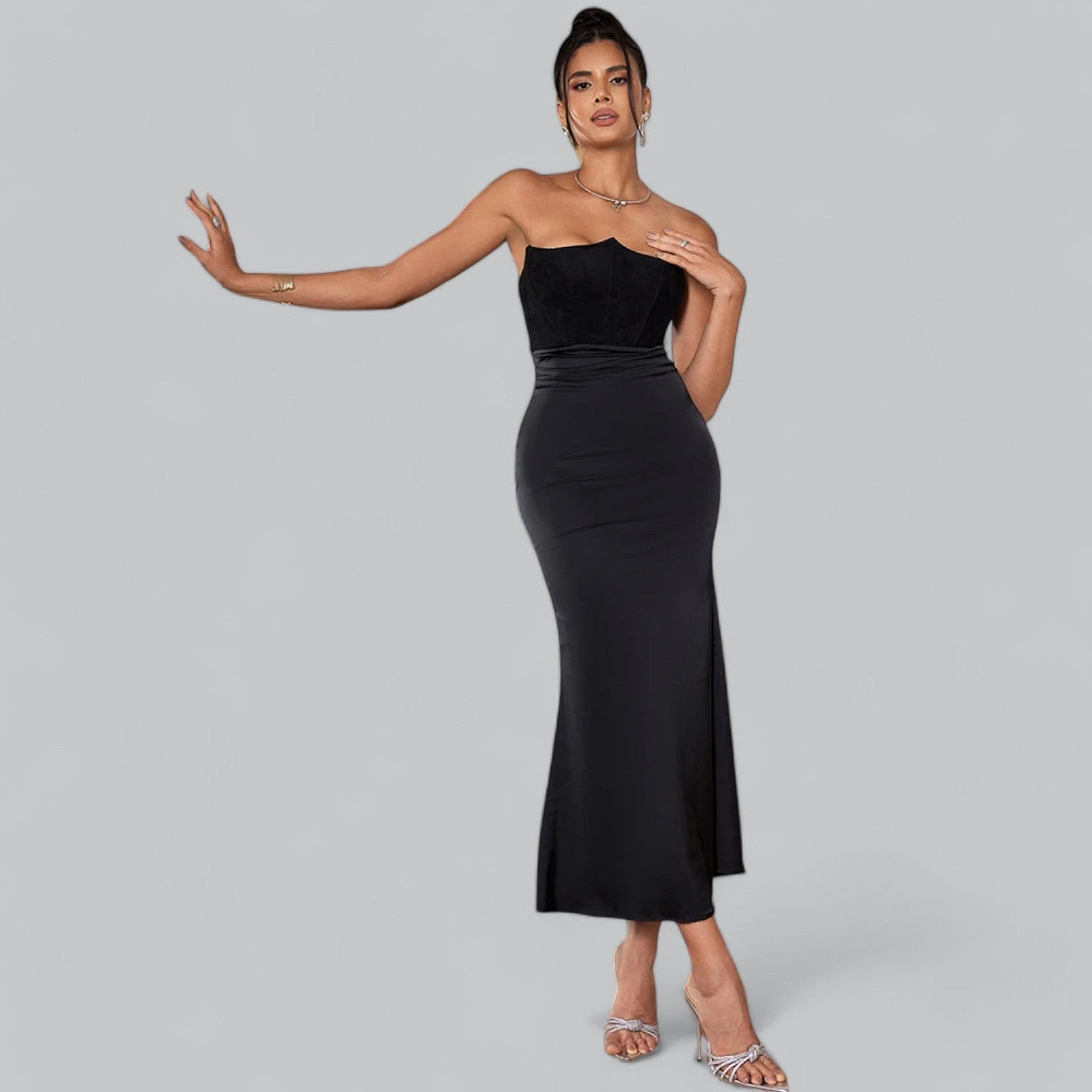 Women's Fitted Strapless Maxi Dress — view 1
