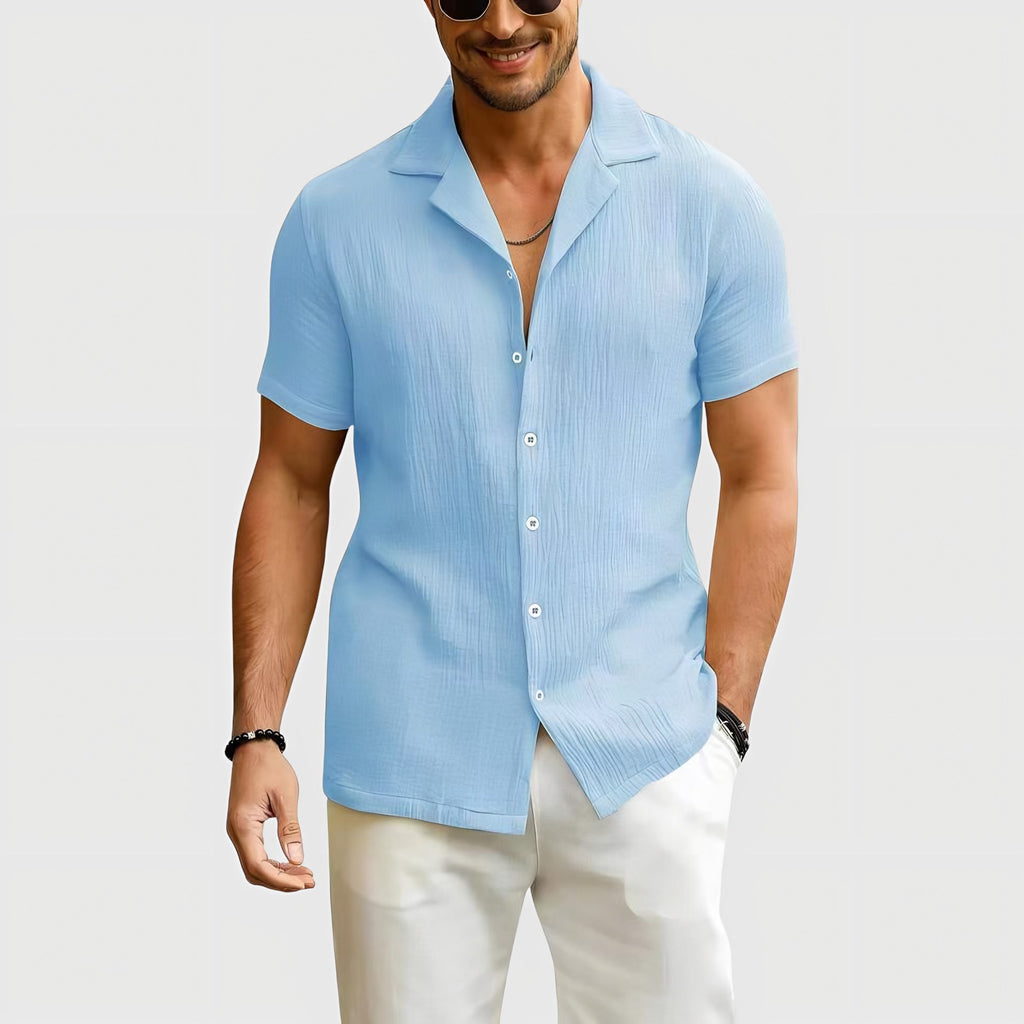 Men's Short Sleeve Linen Shirt — view 1