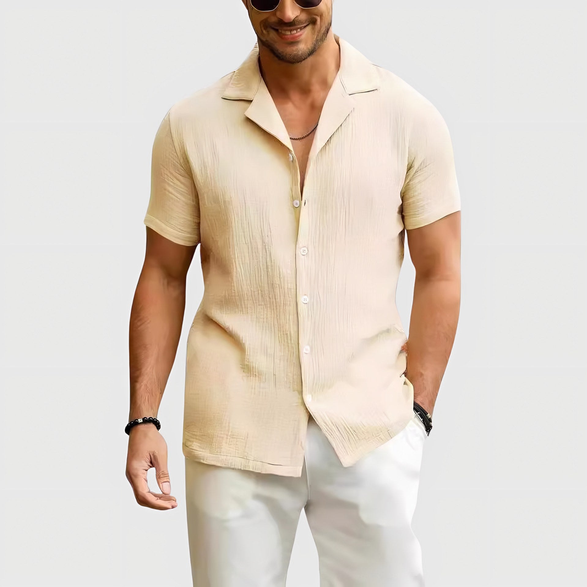 Men's Short Sleeve Linen Shirt — view 5