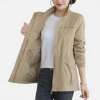 Womens Light Zip Up Jacket Drawstring Waist — Warm