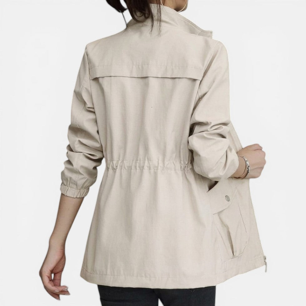 Womens Light Zip Up Jacket Drawstring Waist — Warm