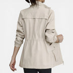 Womens Light Zip Up Jacket Drawstring Waist — Warm