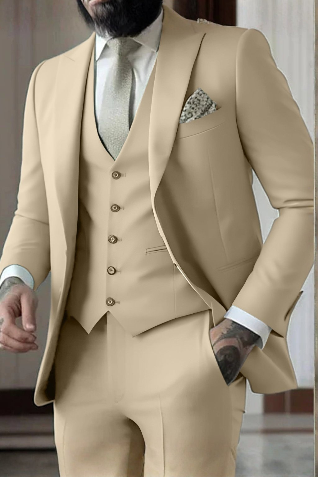 Ilmar | Men's Slim Fit Three-Piece Suit with Peak Lapel