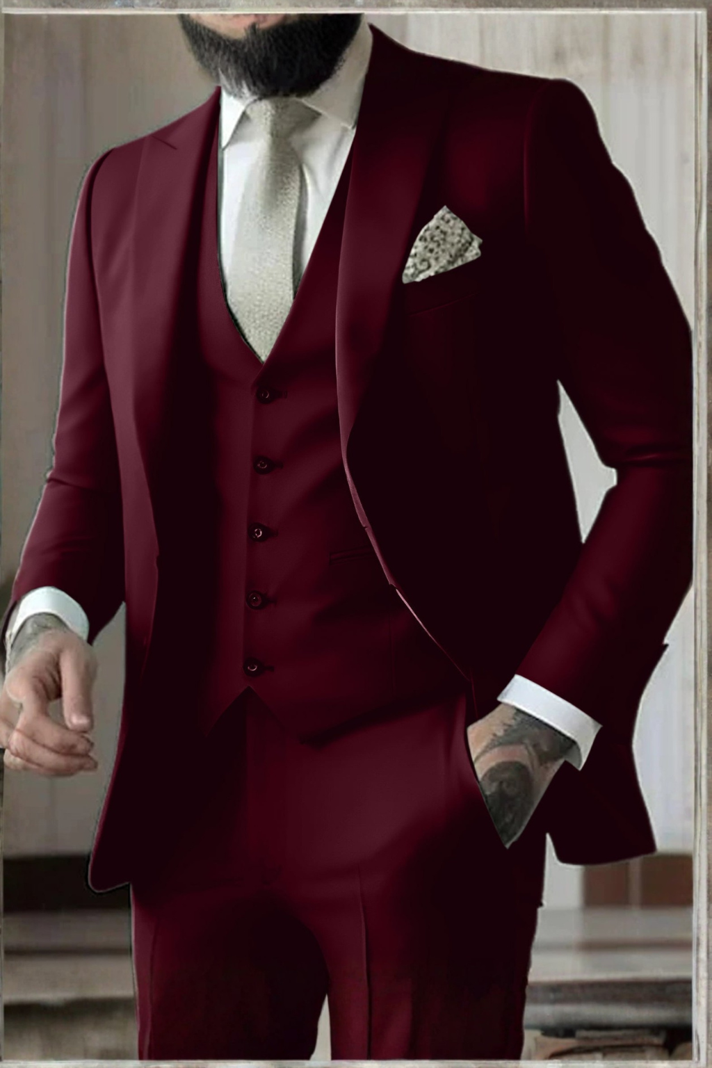 Ilmar | Men's Slim Fit Three-Piece Suit with Peak Lapel
