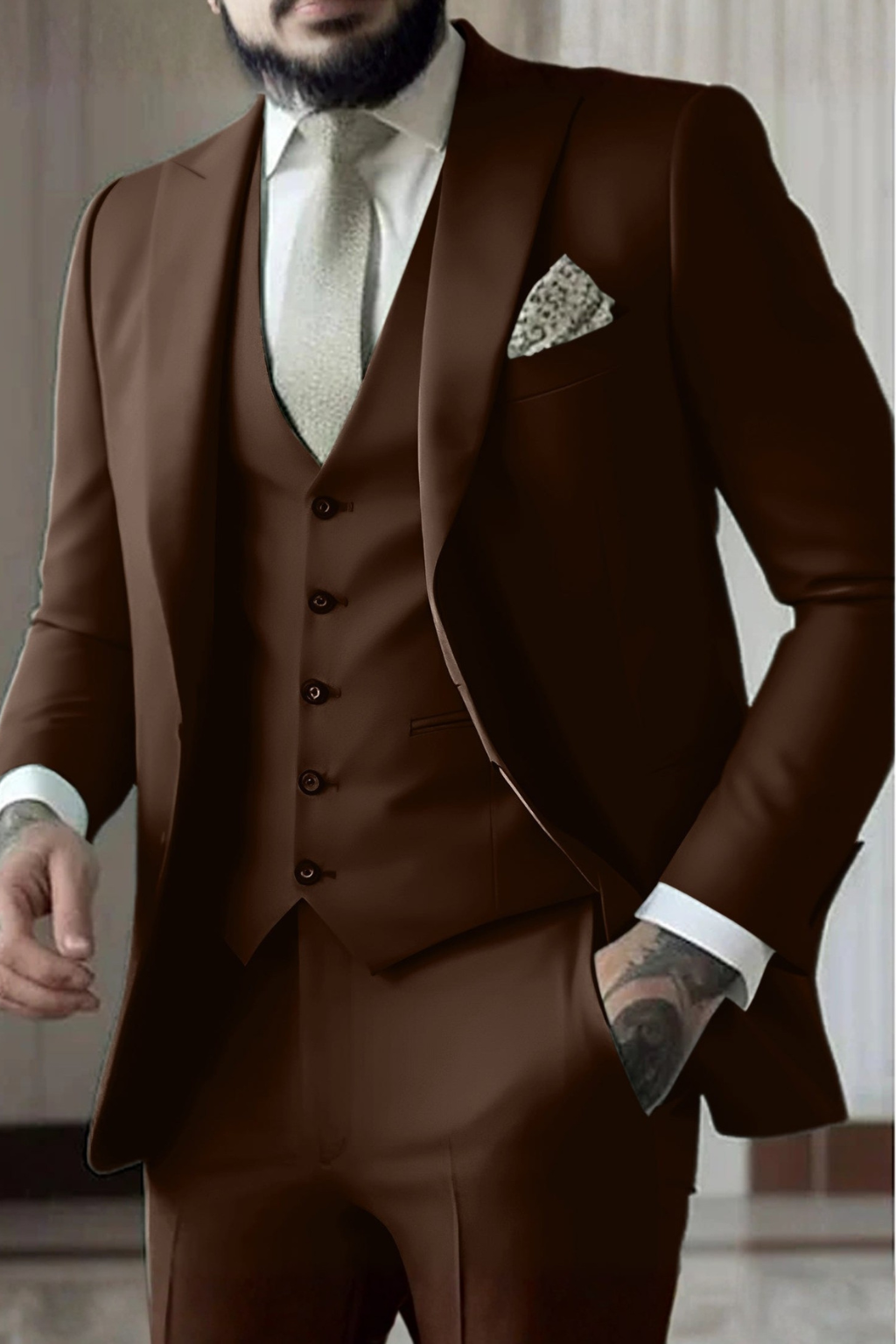 Ilmar | Men's Slim Fit Three-Piece Suit with Peak Lapel