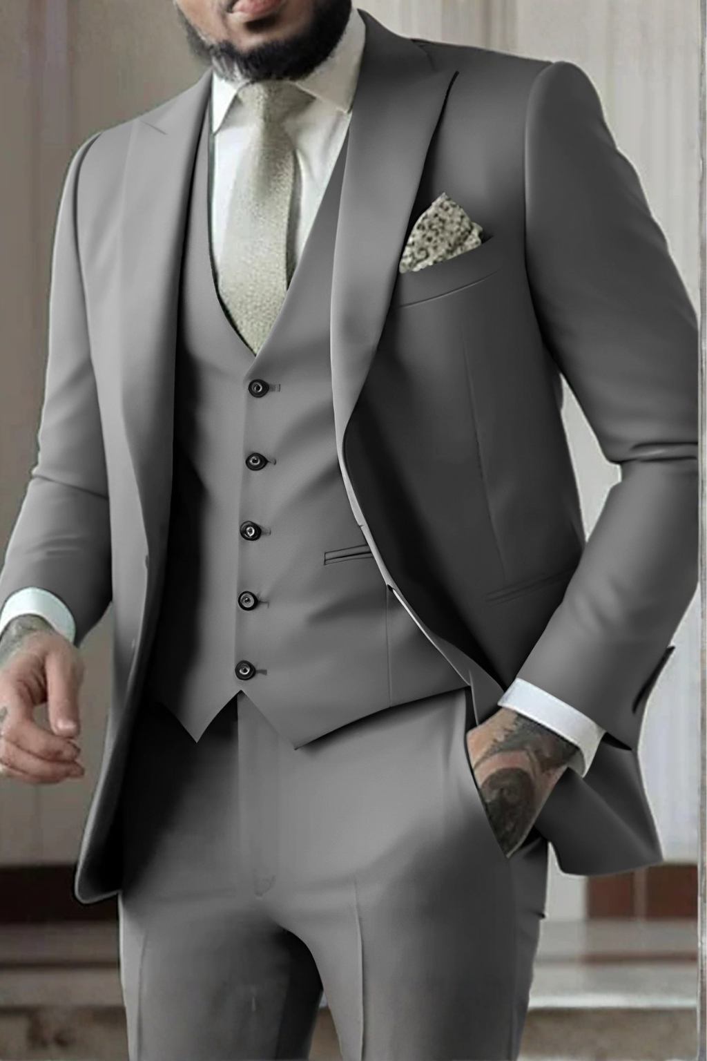 Ilmar | Men's Slim Fit Three-Piece Suit with Peak Lapel