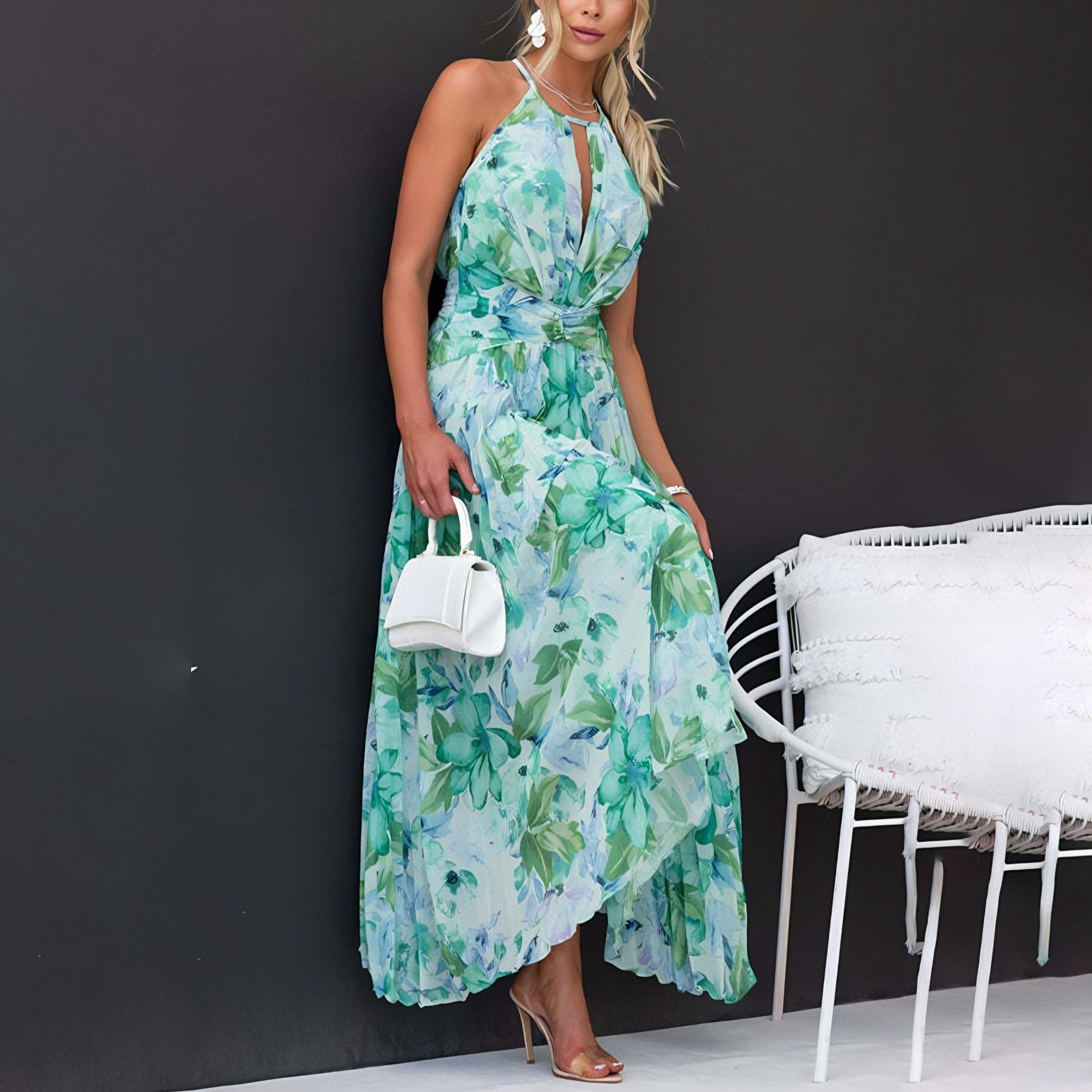 Women's Halter Pleated Maxi Dress — view 2