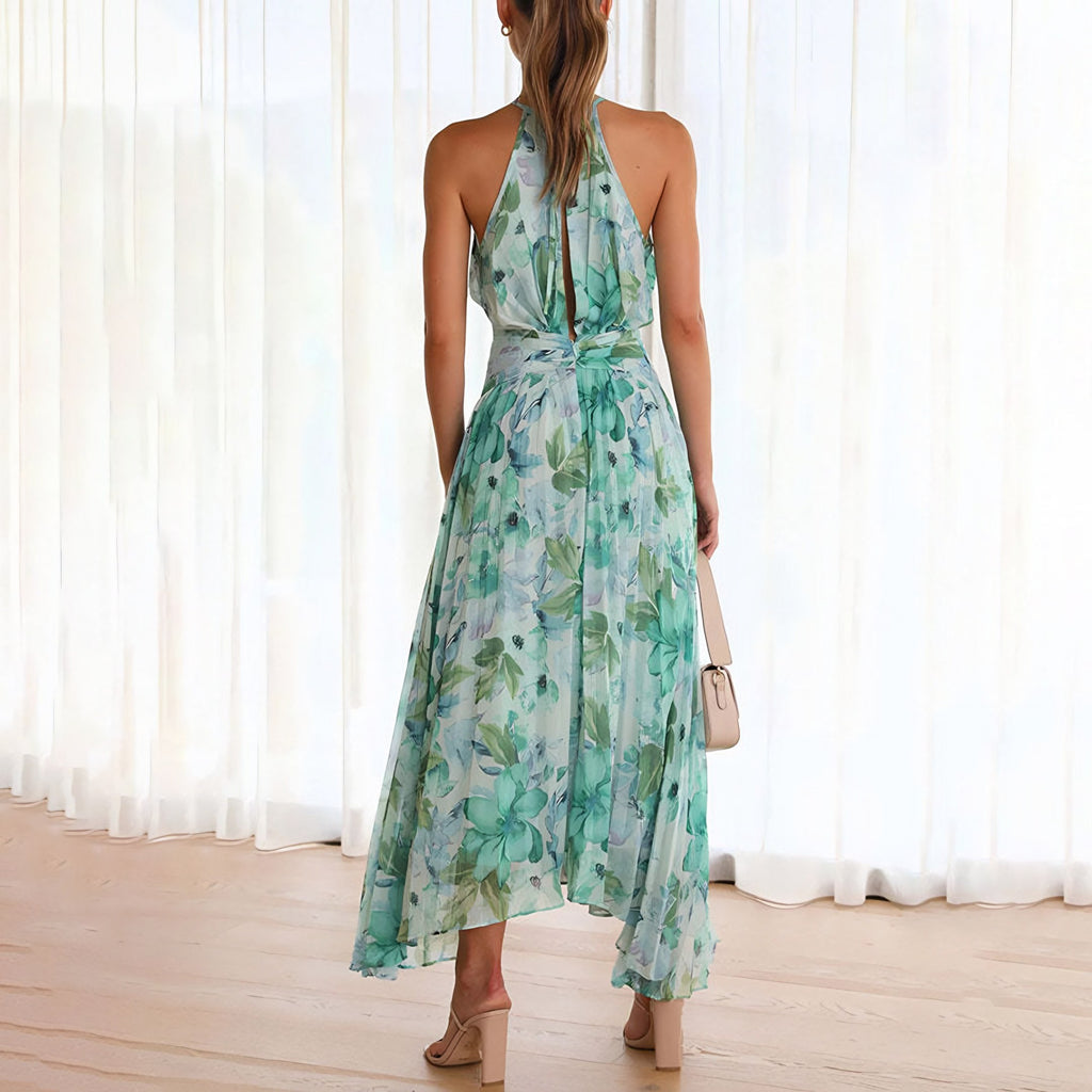 Women's Halter Pleated Maxi Dress — view 3