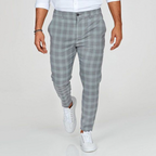 Stretchy Checkered Chino Pants For Men — Comfortable Waist