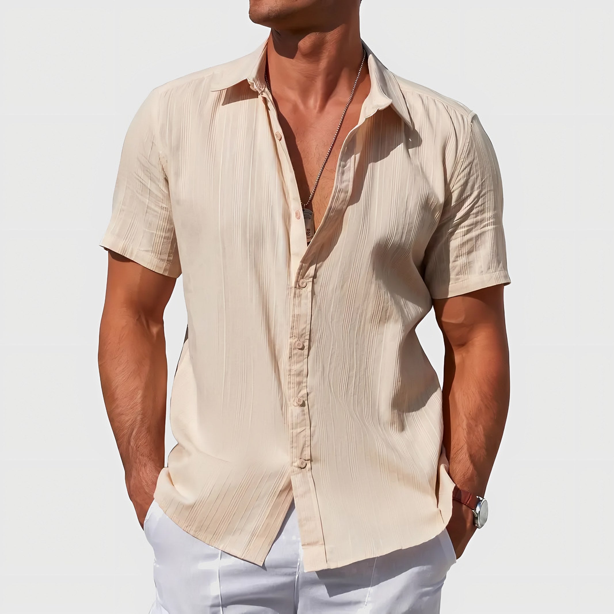 Men's Short Sleeve Linen Shirt — view 2
