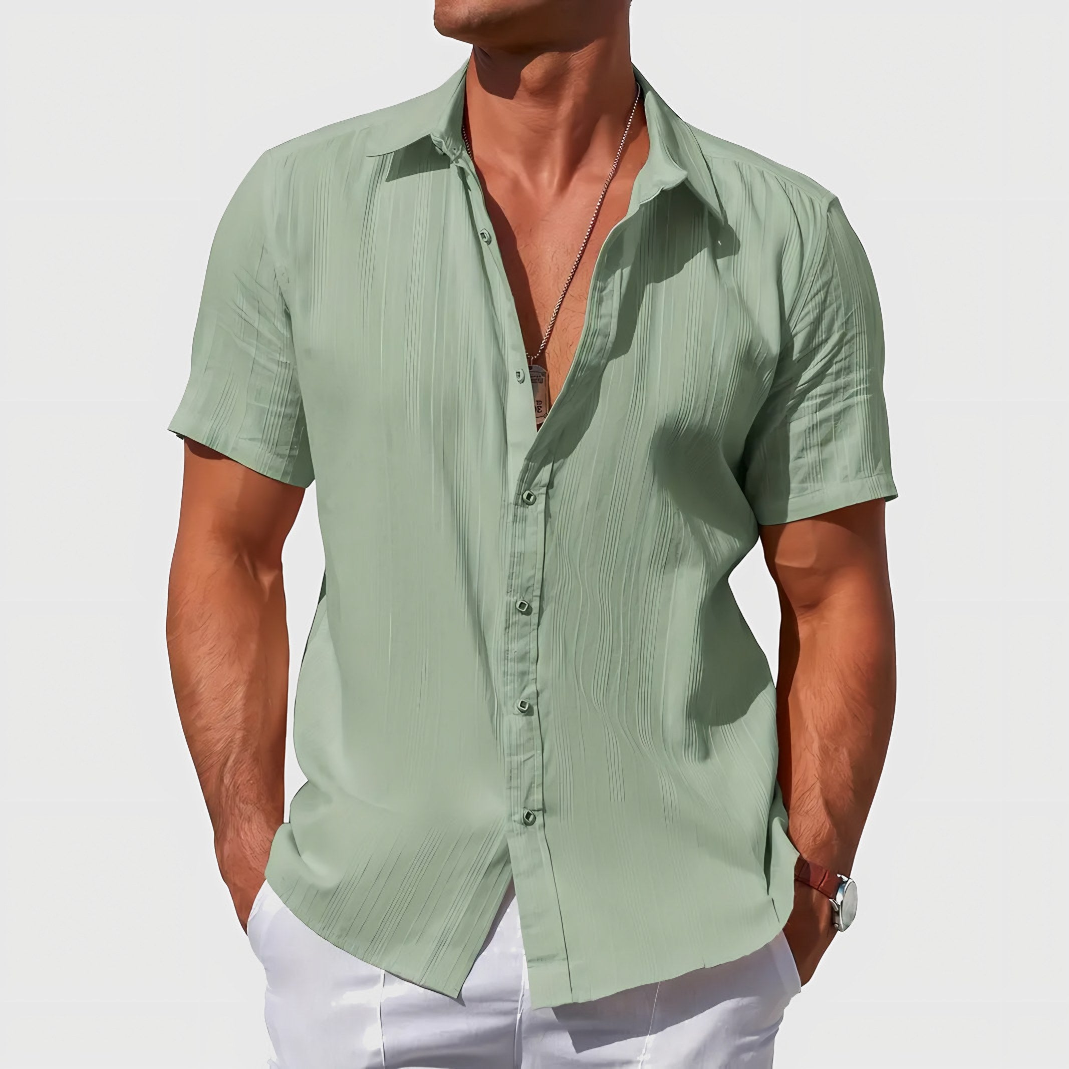 Men's Short Sleeve Linen Shirt — view 5