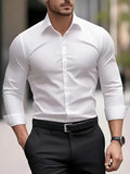 Men's Slim Fit Shirt with Spread Collar and Button Front