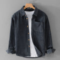 Men's Corduroy Shirt with Point Collar and Chest Pocket
