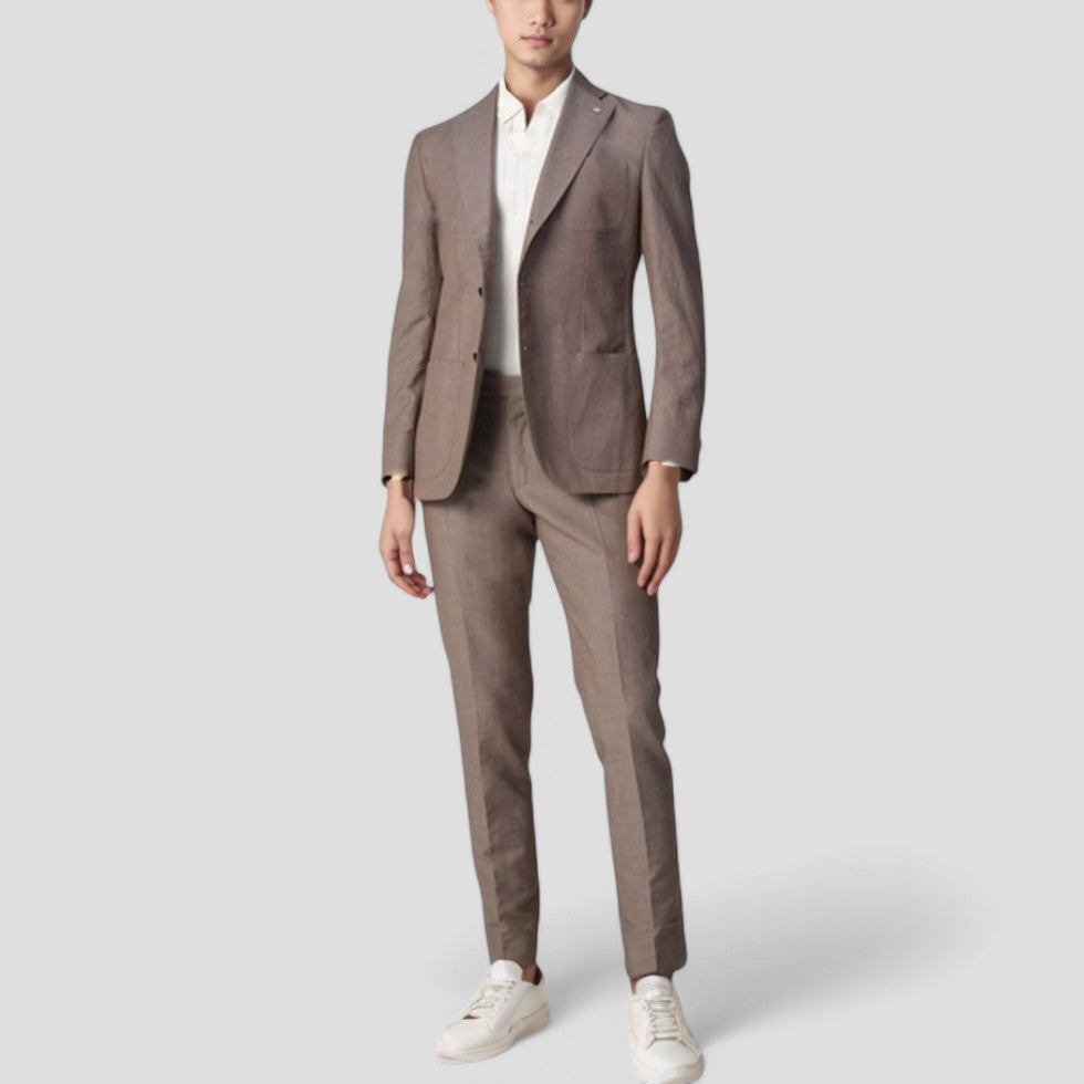 Men's Linen Blend Suit Set Smart Tailored Everyday Business Look