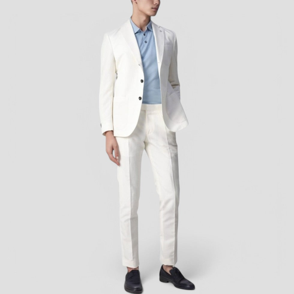 Men's Linen Blend Suit Set Smart Tailored Everyday Business Look