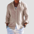 Magnus | Men's Linen Shirt with Button-Down Collar and Long Sleeves