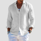 Magnus | Men's Linen Shirt with Button-Down Collar and Long Sleeves