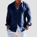 Magnus | Men's Linen Shirt with Button-Down Collar and Long Sleeves