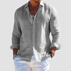 Magnus | Men's Linen Shirt with Button-Down Collar and Long Sleeves