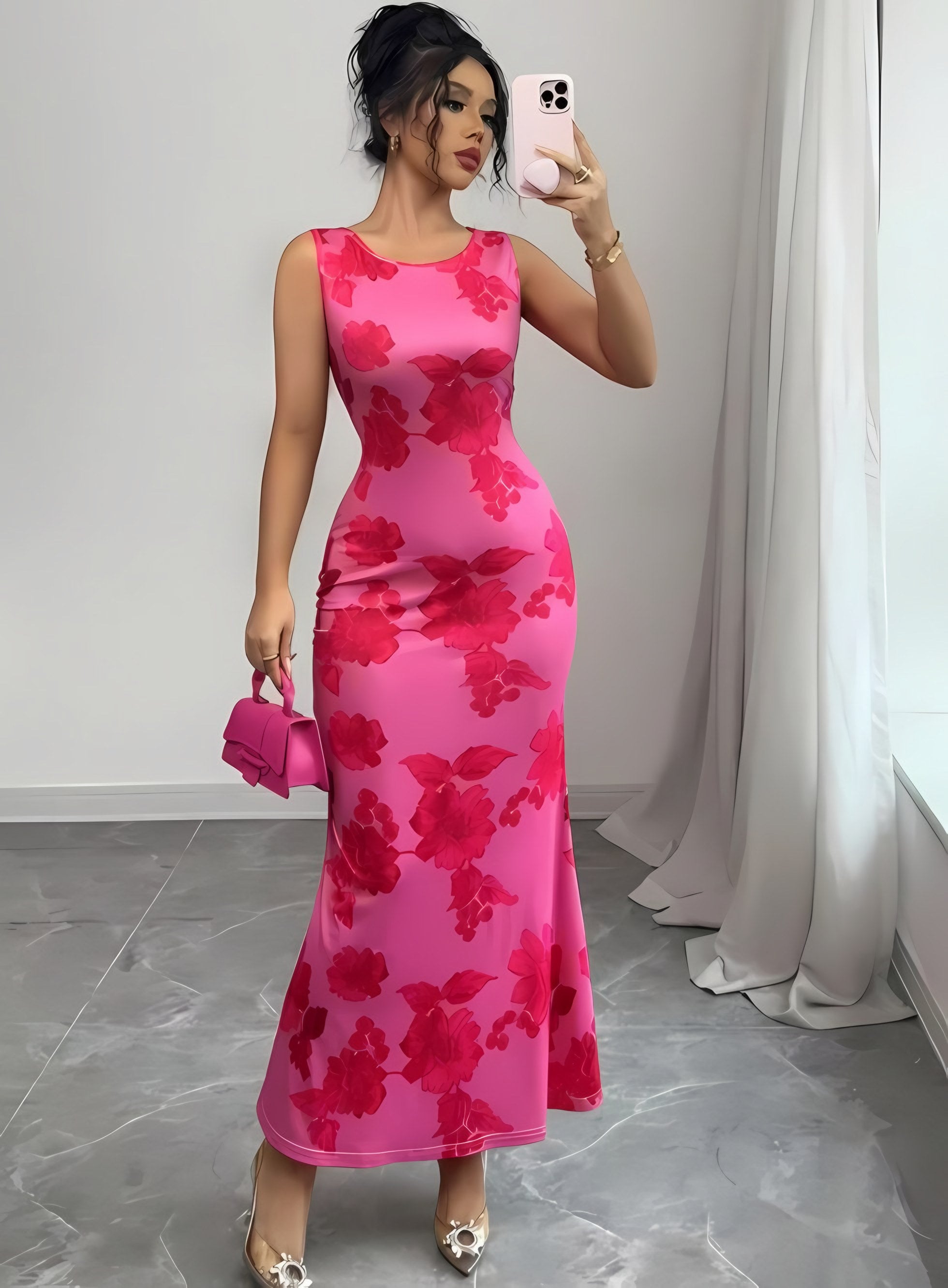 Women's Floral Sleeveless Maxi Dress — view 1