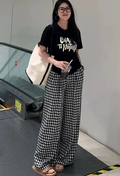 Siobhan | Women’s Checkered Palazzo Trousers — TOPNEWPLACE