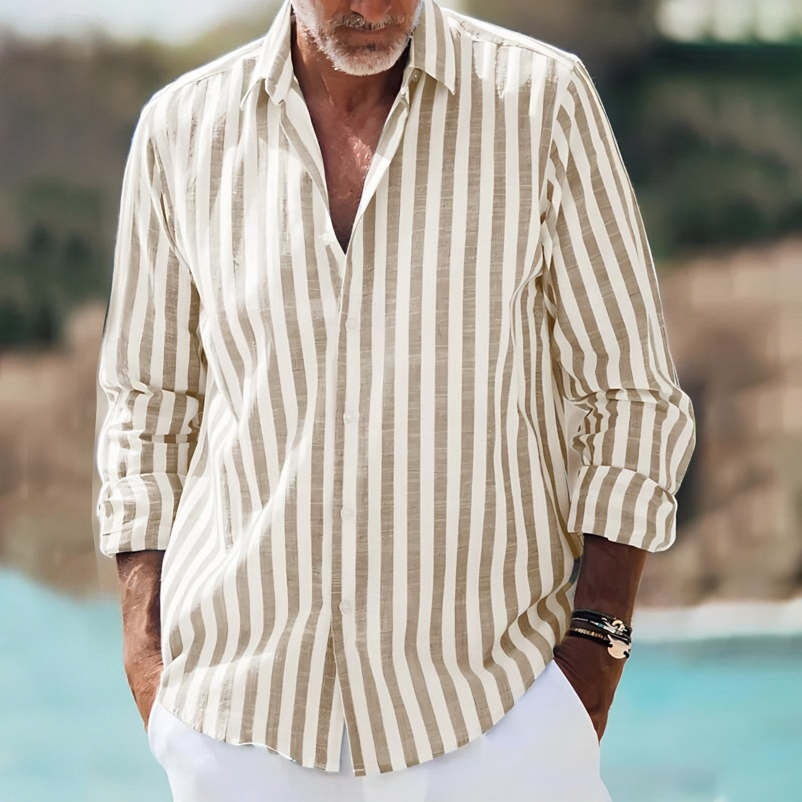 Men's Long Sleeve Striped Shirt — view 2