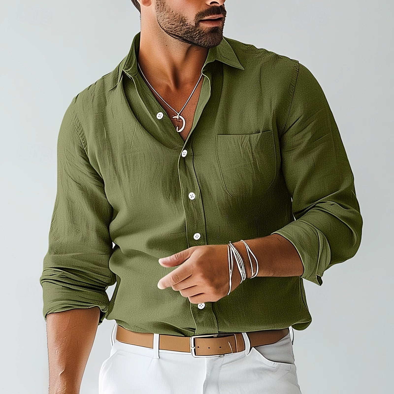 Men's Long Sleeve Button-Front Shirt — view 1