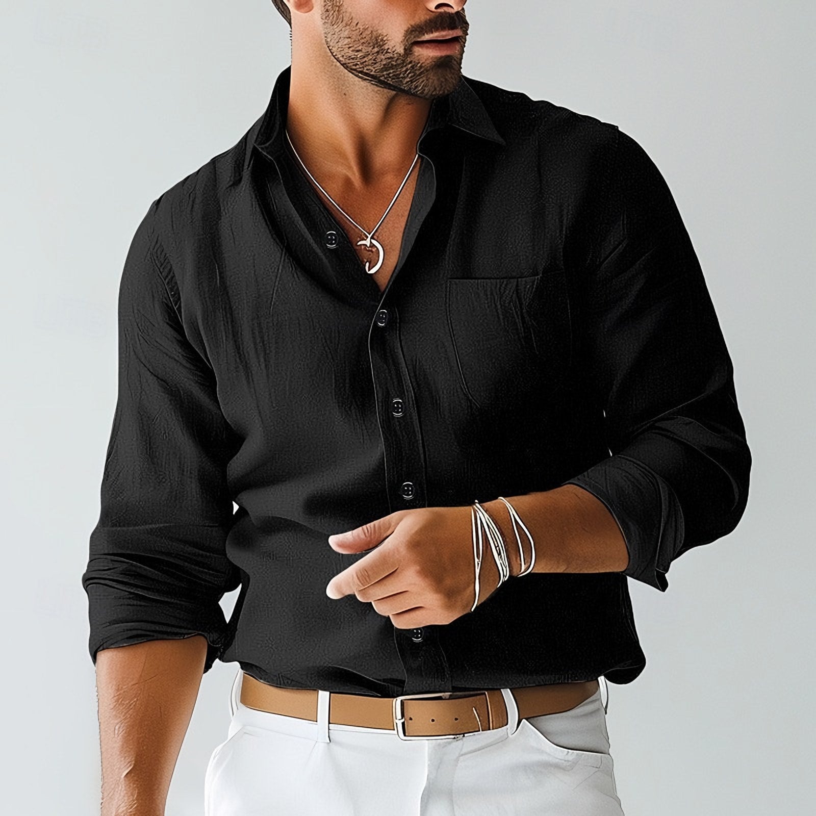 Men's Long Sleeve Button-Front Shirt — view 4