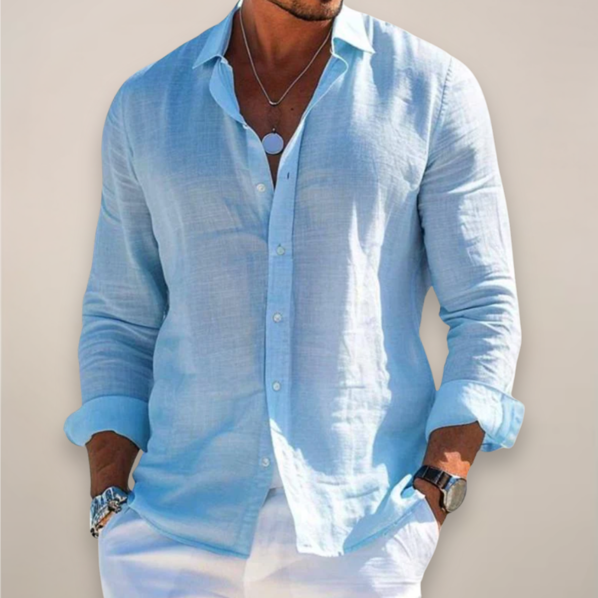 Karlo | Men’s Linen Long Sleeve Shirt