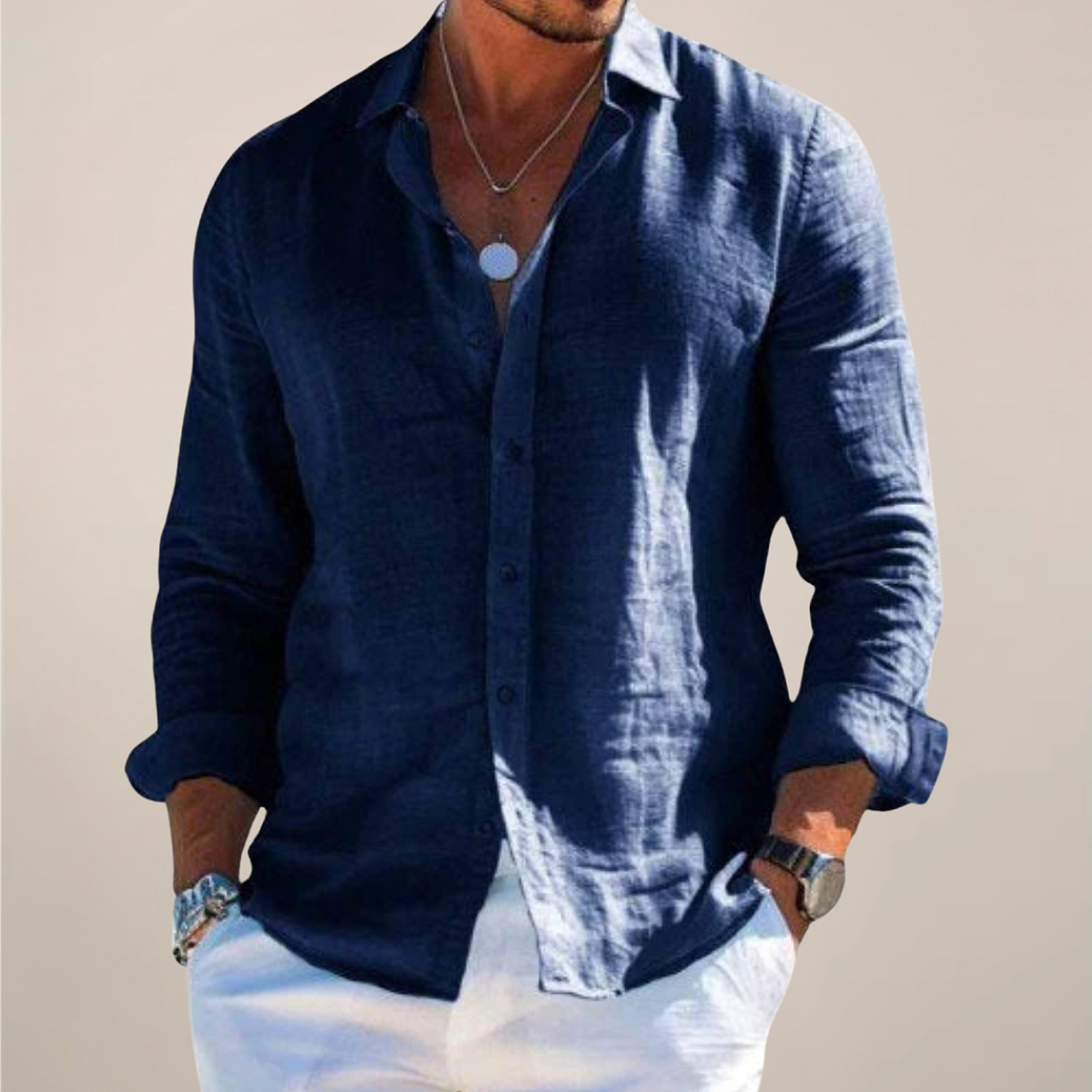 Men's Linen Long Sleeve Shirt — view 5