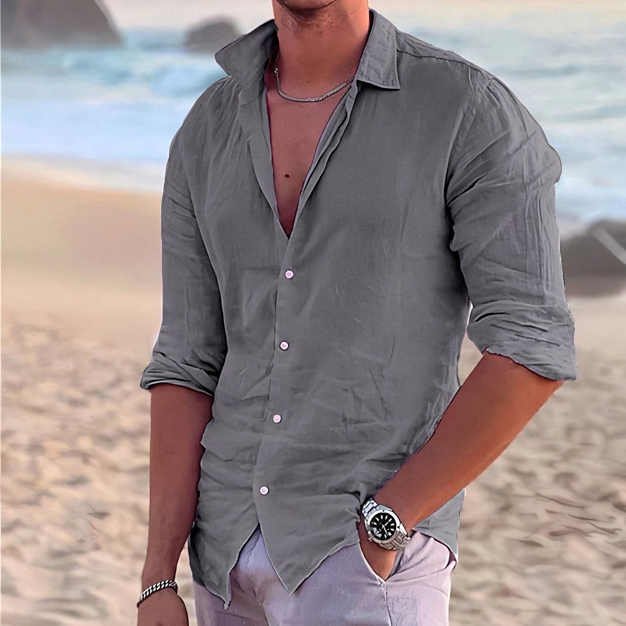 Men's Long Sleeve Summer Shirt — view 9