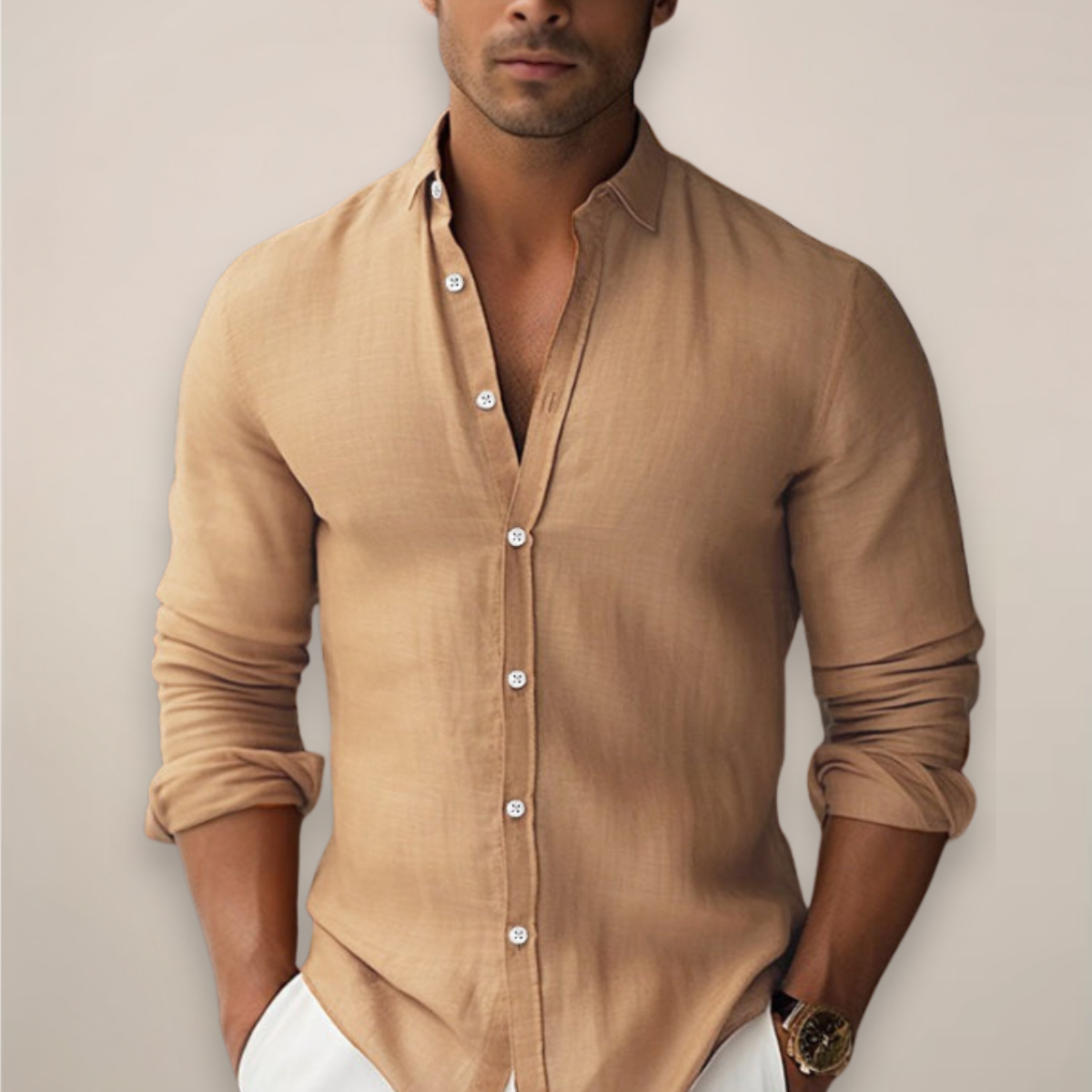 Gustaf | Men’s Long Sleeve Band Collar Shirt