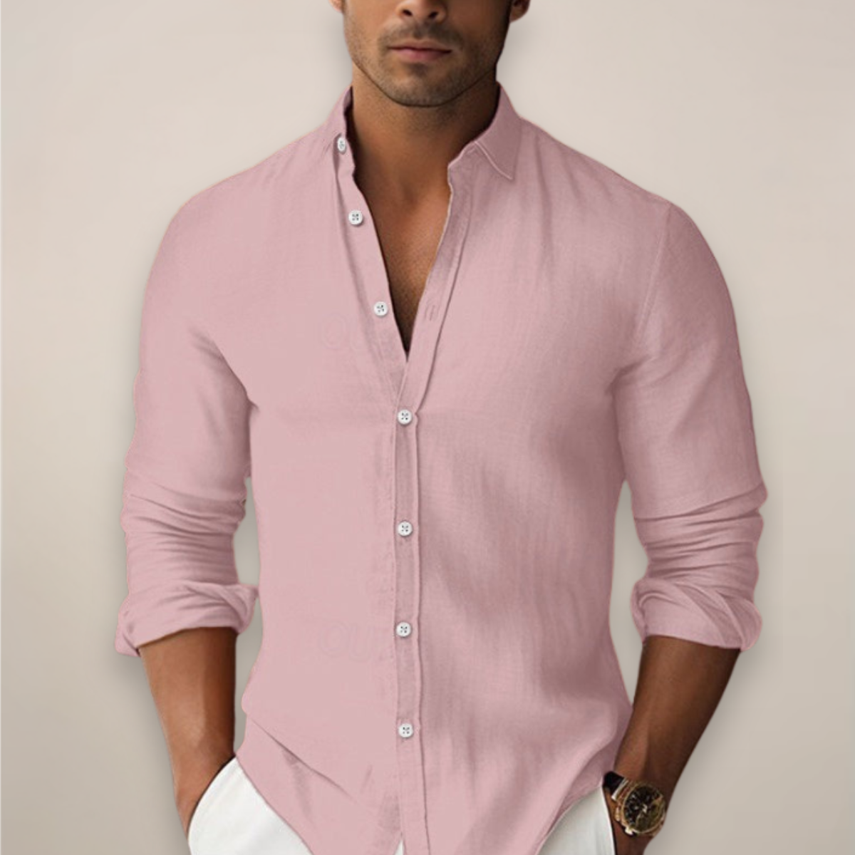 Gustaf | Men’s Long Sleeve Band Collar Shirt
